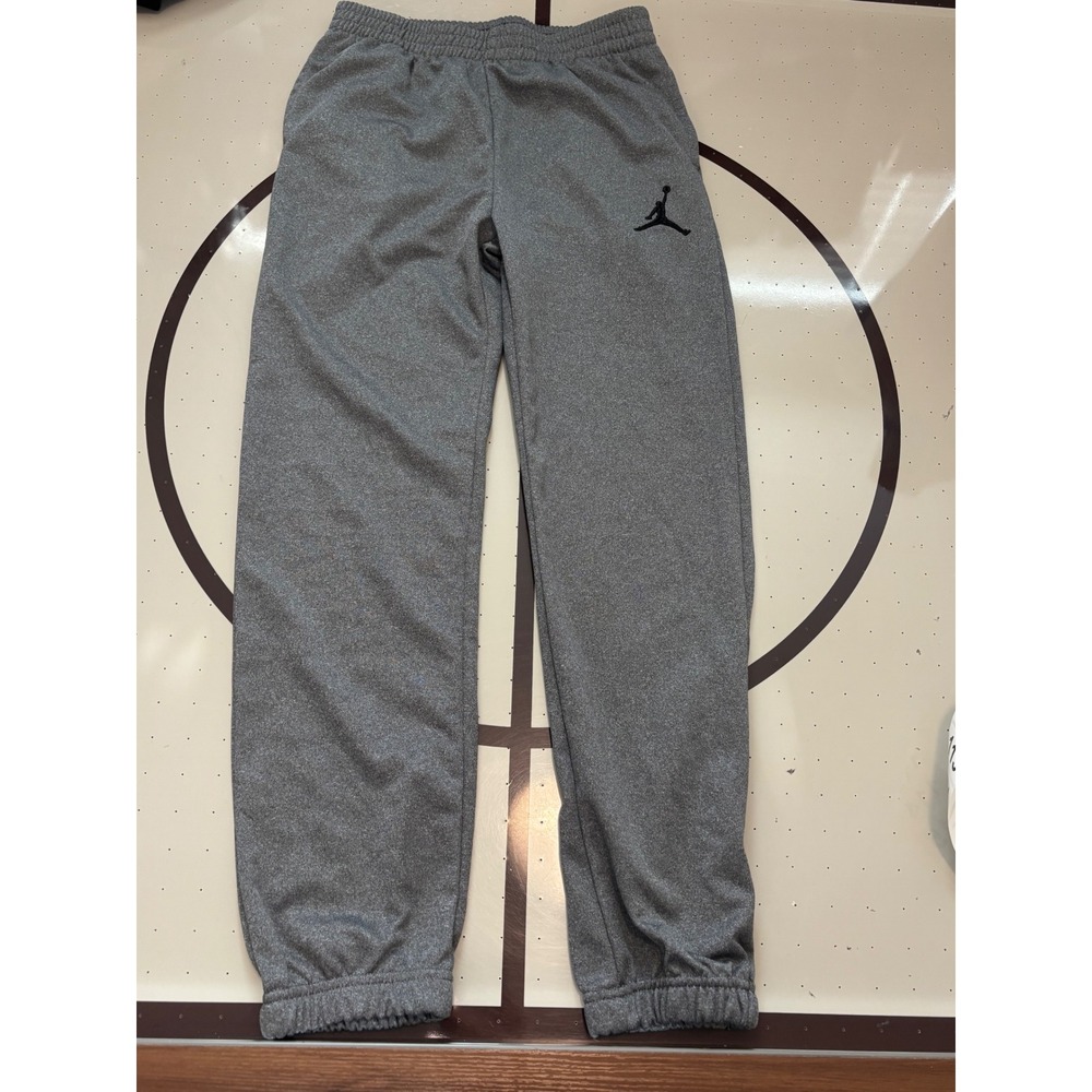 195 Jordan Boys Gray Fleece Jogger Pants Jumpman Logo Size Large 12-13 Years